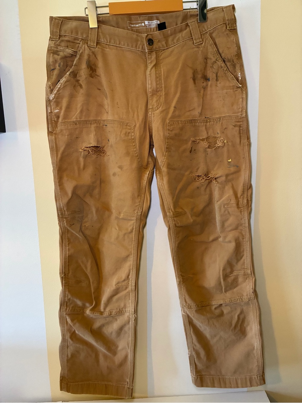 Carhartt Men's Tan Work Chinos with double Knees relaxed fit 36x30